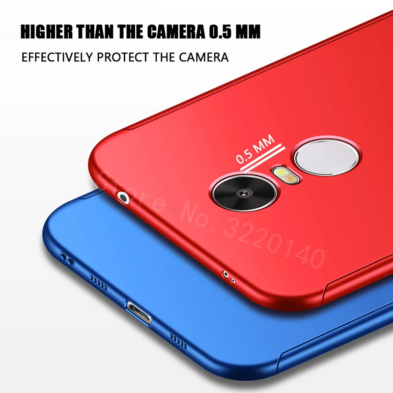 360 Degree Full Cover Case For Xiaomi Redmi Note 4 4X Case Hard Back Cover For xiaomi redmi Note 4 Pro Shell With Tempered glass-4