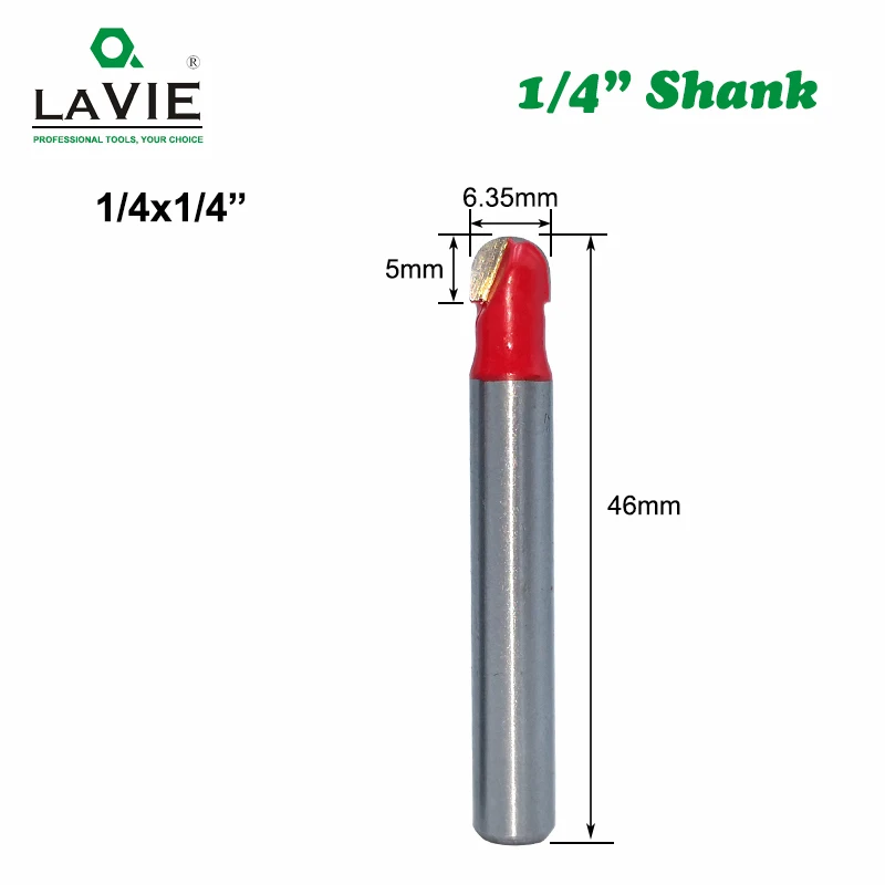 LAVIE 1 шт. 1/4 6,35 мм хвостовик шариковый нос Фрезы Круглый фрезы для дерева ЧПУ радиус ядро коробка твердосплавные инструменты MC01100