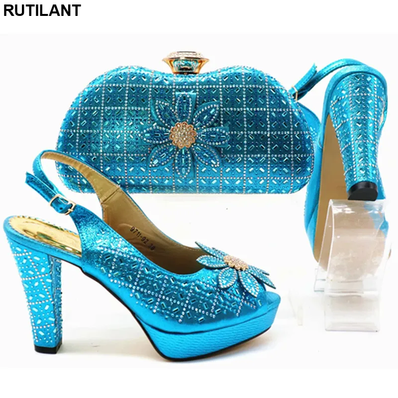 

New Arrival Summer High Heeled Shoes for Women Italian Shoe and Bag Set for Party In Women Nigerian Women Party Pumps with Purse