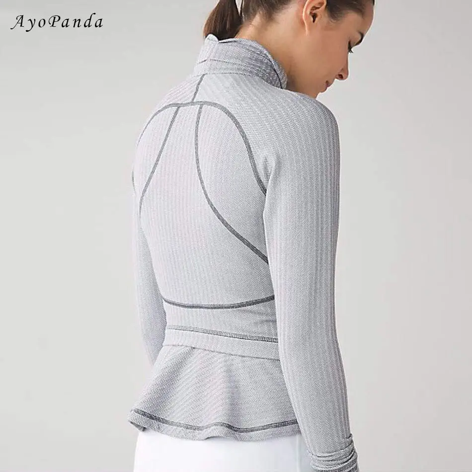 Cute font b Women s b font Workout Yoga Jacket Black Grey Zipper Long Sleeve Sports