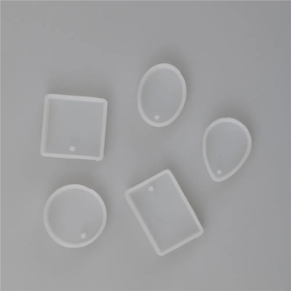 5pcs/1pcs Silicone Pendant Mold Resin Silicone Mould Handmade DIY Jewelry Making Epoxy Resin Molds Square Round Oval Rectangle - Цвет: 5pcs