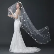 Deluxe 1,5 метров в длину и 1 слой белый цветок свадебные qibin аксессуары для вуалей фата TS15