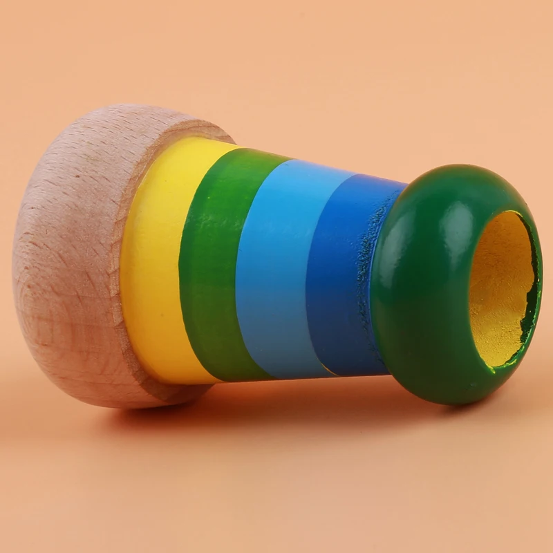 Радужные деревянные игрушки милый Волшебный мини-калейдоскоп пчелиный глаз эффект многоугольная Призма детская игрушка