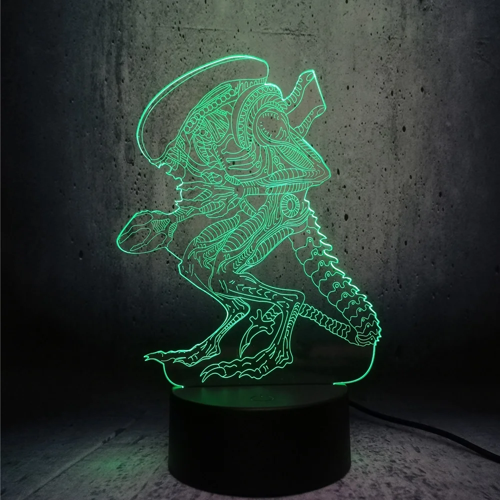 Экшн фильм Alien vs Predator Prometheus 3D светодиодный USB светильник 7 цветов меняющий ночной