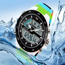 Men Waterproof Sport Digital Analog Dual Time Alarm Date Chronograph Wrist Watch smt 89