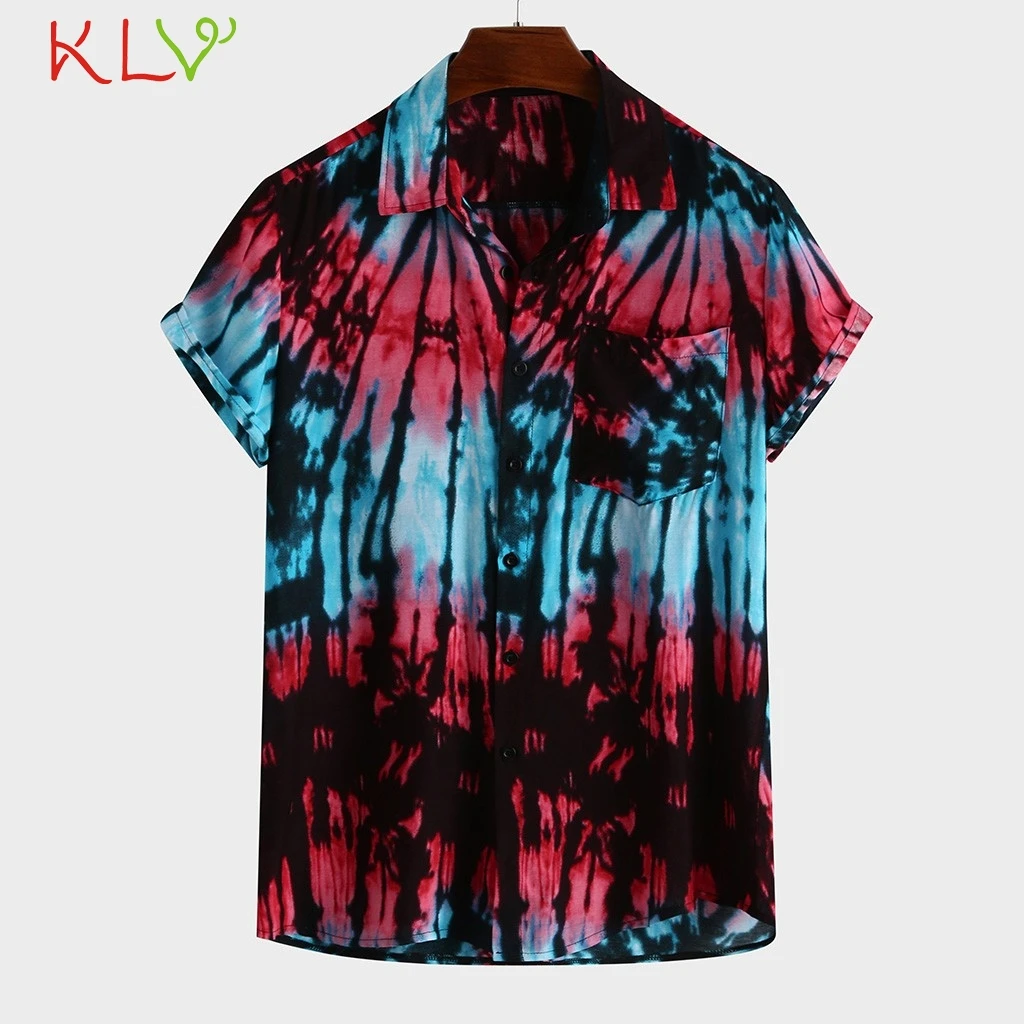 

Blouse Shirt Men Summer Beach V Neck Hawaiian Print Top Short Sleeve 2019 Casual Harajuku Camisa Hombre Streetwear Clothes 19Jun