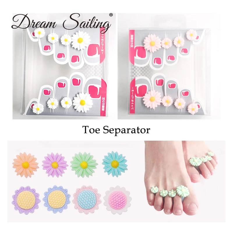 

8 Pieces a set Chrysanthemum Flower Nail Toe Silicone Separator Thumb Feet Care Foot Pain Release Orthopedic Cushion Pedicures