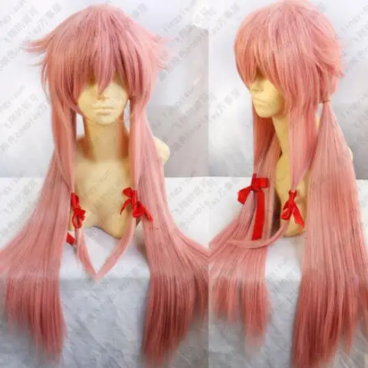

free shipping 32inch 80cm Pink Future Diary Mirai Nikki Gasai Yuno Cosplay Wig