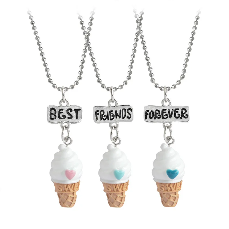 Модные три штуки/набор лучших друзей Forever BFF подвеска мороженое ожерелье дамские