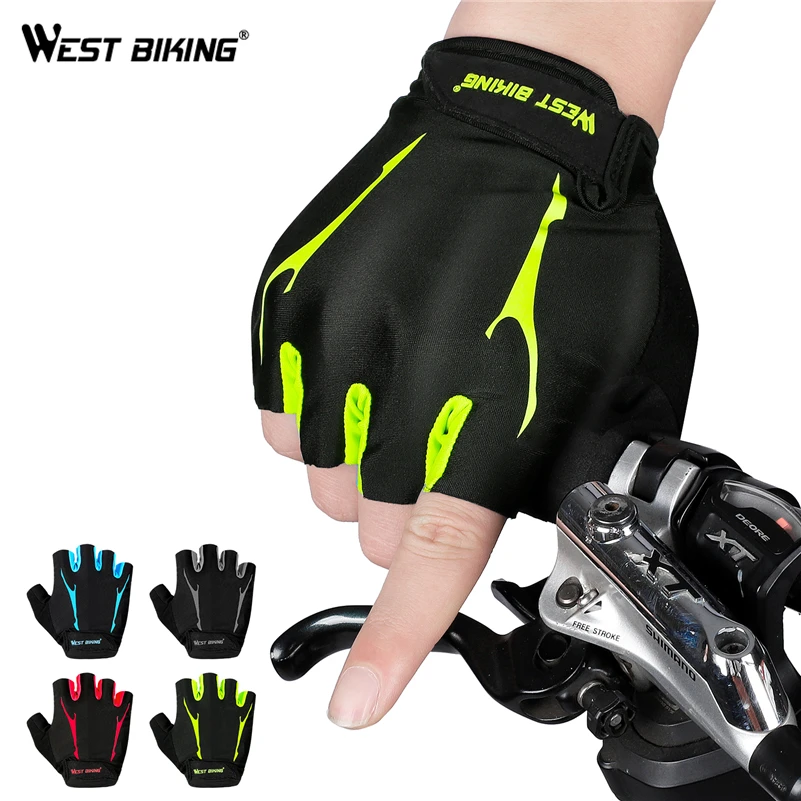 WEST BIKING, дышащие велосипедные перчатки, гелевые, жидкие, силиконовые, Нескользящие, спортивные, на полный палец, велосипедные перчатки, перчатки на полпальца, велосипедные перчатки