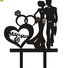 100 шт./лот, творческий г-н и миссис кольцо с бриллиантом целующаяся пара акриловый для свадебного торта Топпер украшения для торта для вечеринки