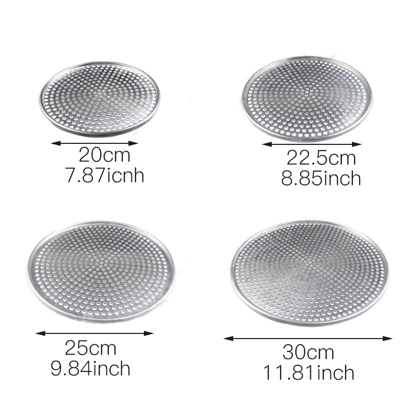 Stainless Steel Fluted Pizza Pans with Holes Non-Stick Round Shape Pizza Baking Tray Plate Home Kitchen Bakery Accessories