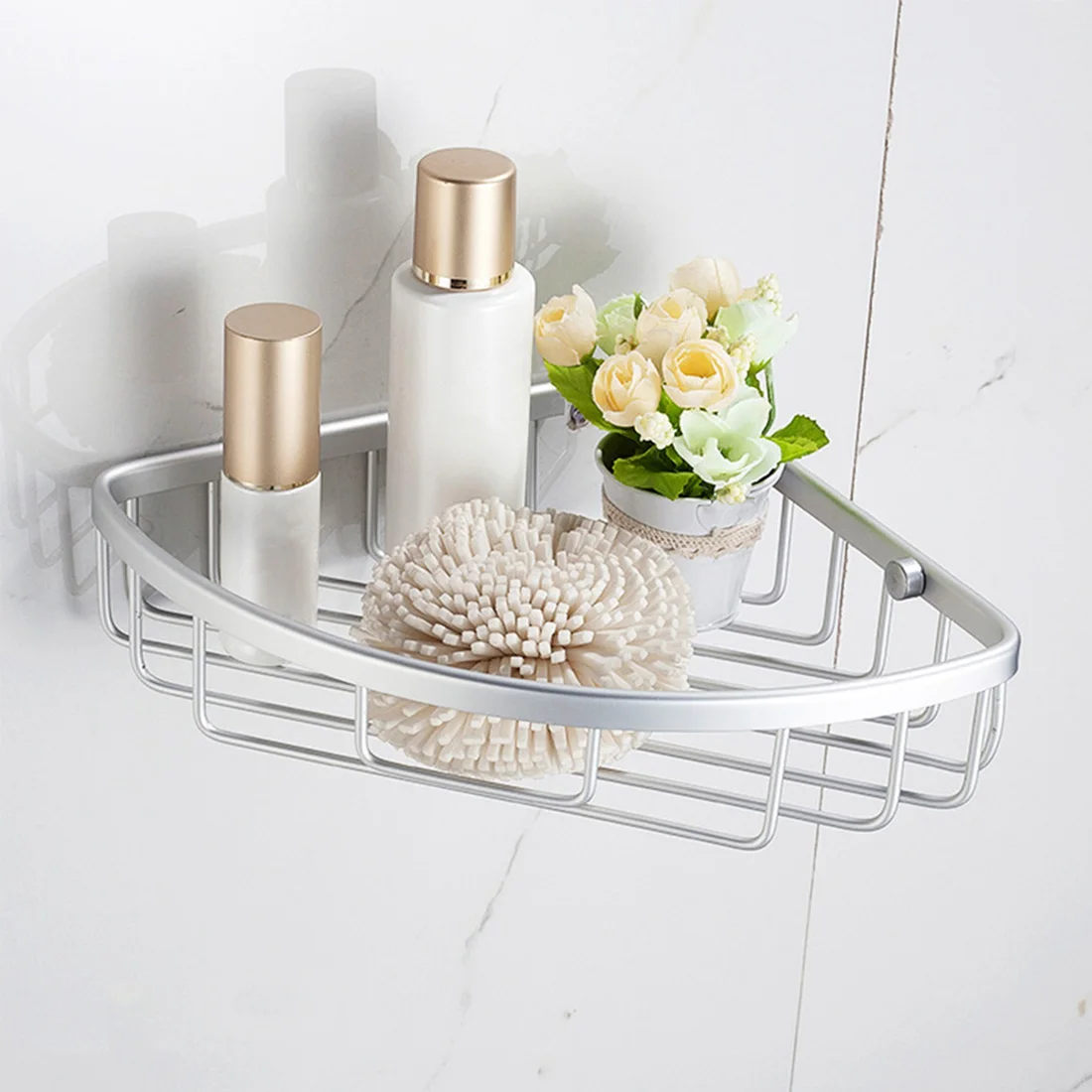 Space Aluminum Bathroom Shelf Shower Shampoo Soap Cosmetic Shelves
