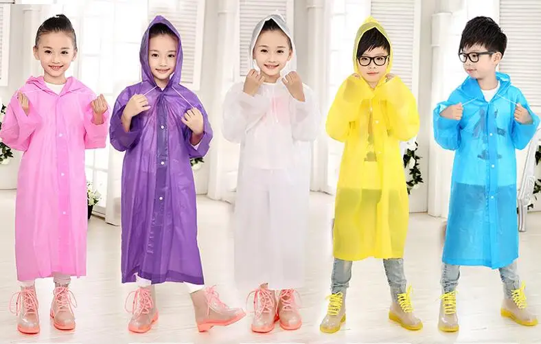 3.Age 6~13 Kids student Hooded Jacket children Girl boy Rain coat Poncho Raincoat Cover Long transparent Rainwear