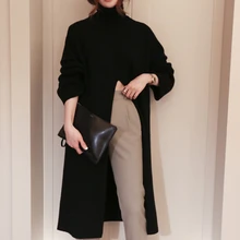 Split Loose Turtleneck Sweater