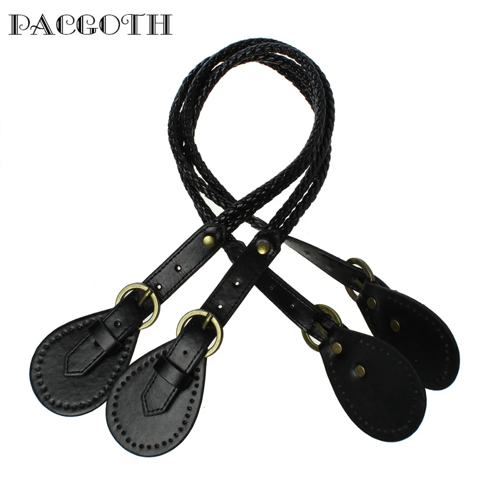PACGOTH 2017 New Black Bag Accessory Faux Leather Purse Handbag Replacement Handles 69.5cm(27 3/8)long, 19mm( 6/8)wide, 2 PCs