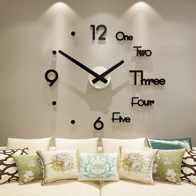 Acrylic Large Wall Clocks Sticker Modern Design Living Room 3D DIY