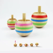 3 шт. Мини Деревянный перевернутый Спиннер гироскоп ручной спиннинг Топы Классические игрушки для детей Рождественский подарок смешной Peg-Top подарок