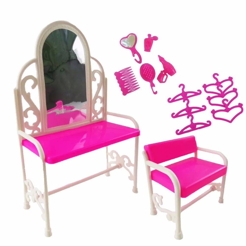 1 Set Handmade Barbie Doll's Dresser&Chair Plastic Doll Accessories For