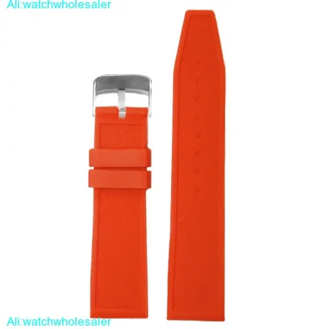 22mm Orange Color Silicone Jelly Rubber Ladies Watch Band Straps WB1075H22JB
