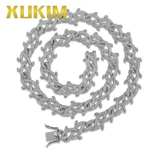 Xukim ювелирные изделия 18KGold покрытие полный Iced Out AAA кубического циркония мужские цепочки хип хоп ювелирные изделия подарок вечерние Rapper ювелирные изделия