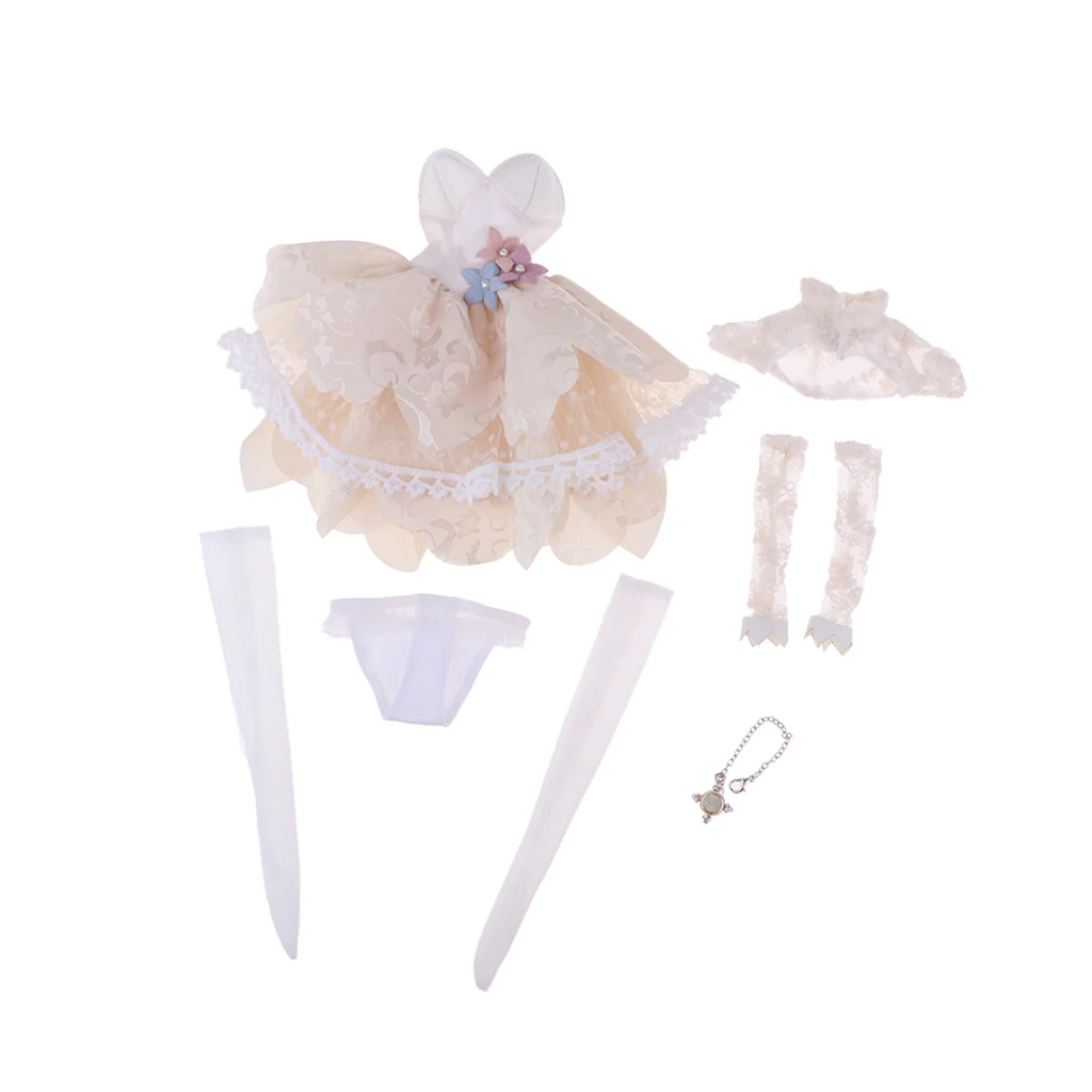 Trendy Princes Lace Dress Skirt Stockings Underwear Pendant Set for 1/4 45cm BJD Girl Dolls Dress up Party Accessories