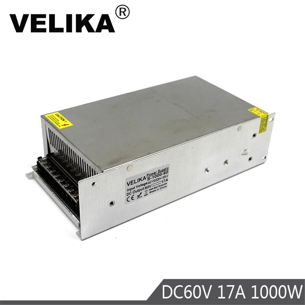 Один выход импульсный источник питания трансформатор Ac 110 220V к Dc 60V 17A 1000W Для CNC