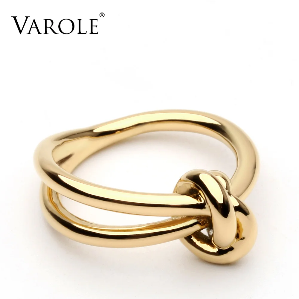 VAROLE высокое качество узловатые кольца золотого цвета свадебные кольца для женщин Медь Серебро Anillos Mujer Anel Рождественский подарок - Цвет основного камня: Gold Color