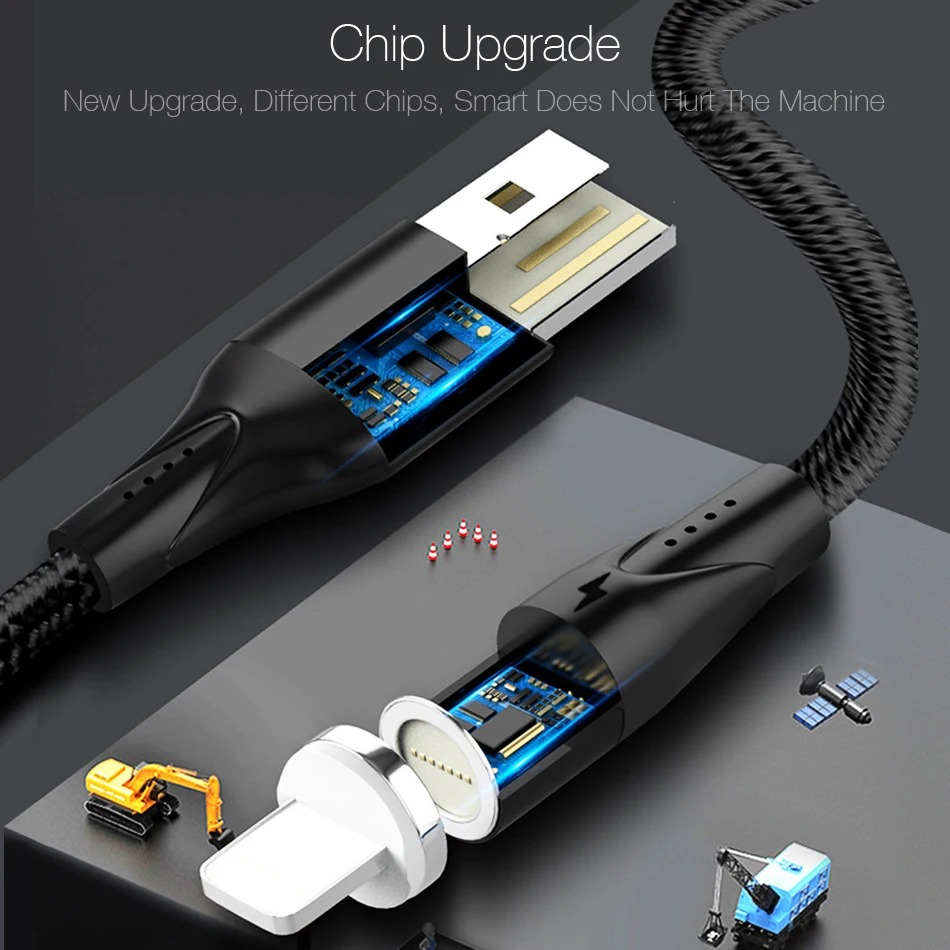 الهاتف المحمول 3A كابل مغناطيسي شاحن 1 m المصغّر usb كابل نوع C التوصيل ل فون x سامسونج S8 S9 هواوي سريع شحن 3.0