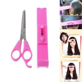 

Women Girl Fashion Clipper Fringe Hair Cutting Guide Layer Bang Level Ruler Tool