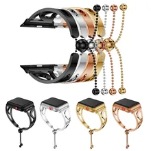 Bracelet for Apple Watch Band 40mm 44mm 38mm 42mm Stainless Steel Bracelet Tassel Ornament Closure for