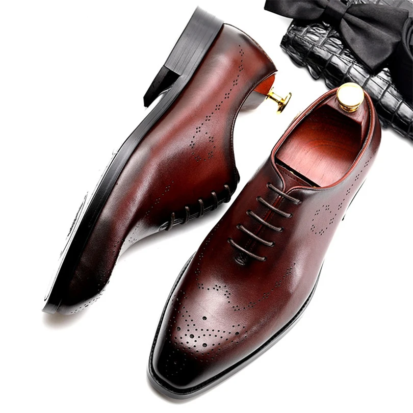 

Men leather shoes business dress suit shoes men brand Bullock genuine leather black lace up wedding mens shoes Phenkang ZZXP3