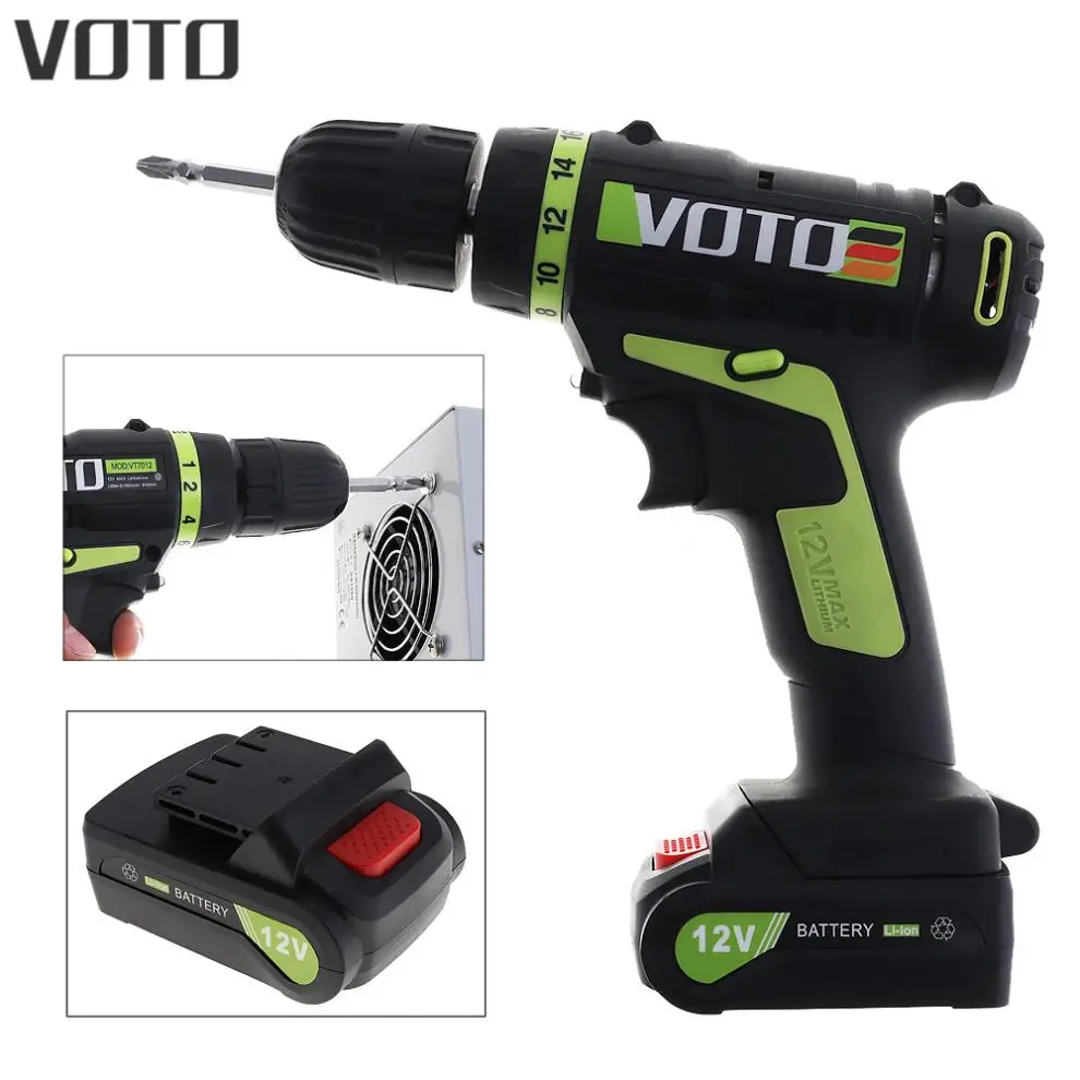 

VOTO AC 100 - 240V Cordless Lithium Battery 12V Electric Screwdriver with Rotation Adjustment Switch for Handling Screws/Punchin