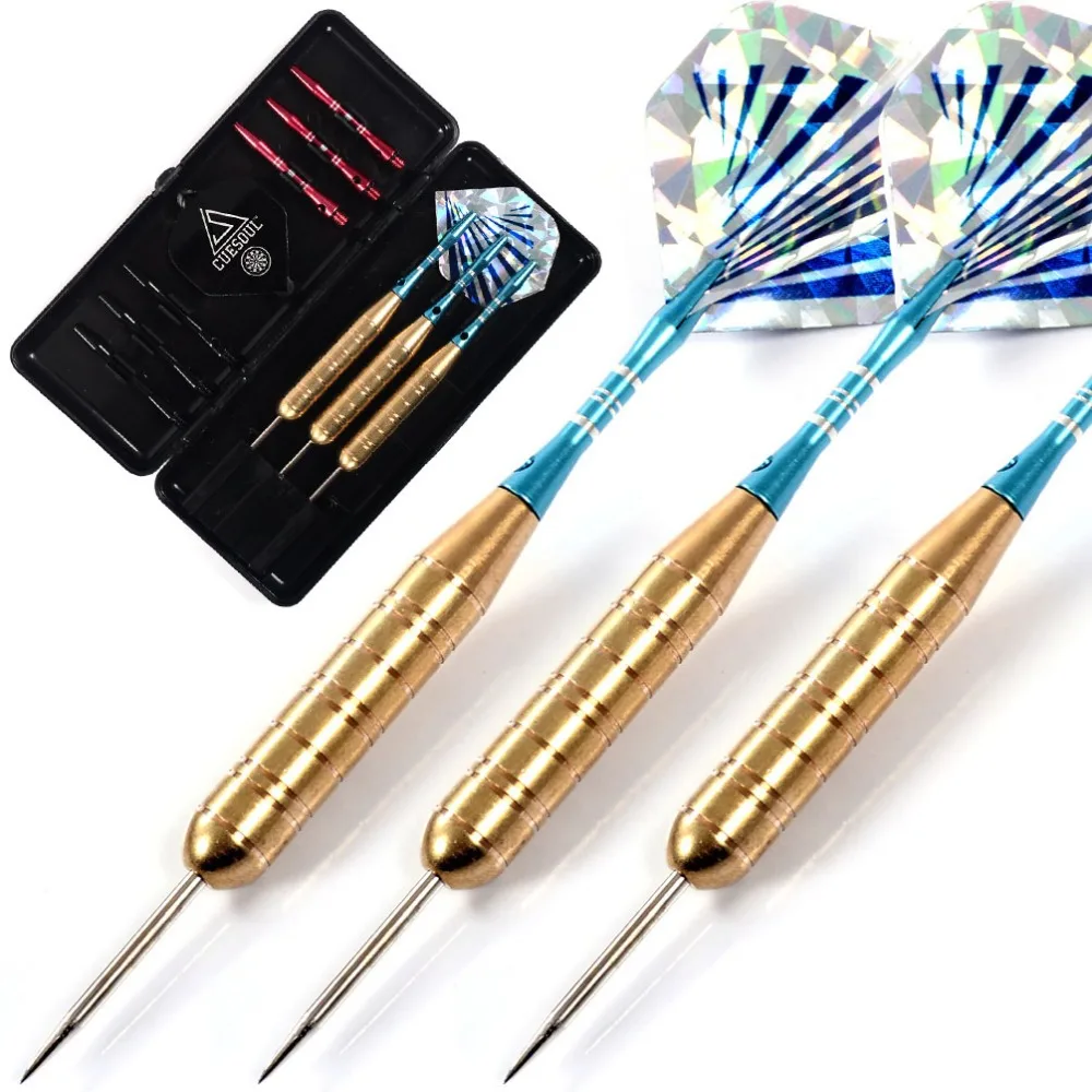 Cuesoul 27 Grams Steel Tip Brass Barrels Darts Set With Aluminum Shafts