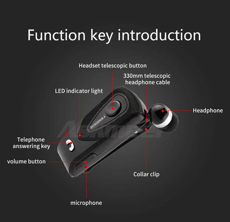 Fineblue F960 Bluetooth Stereo Earphone Wireless Handsfree Earbuds Headset with Mic Calls Remind Vibration Wear Clip Driver (12)