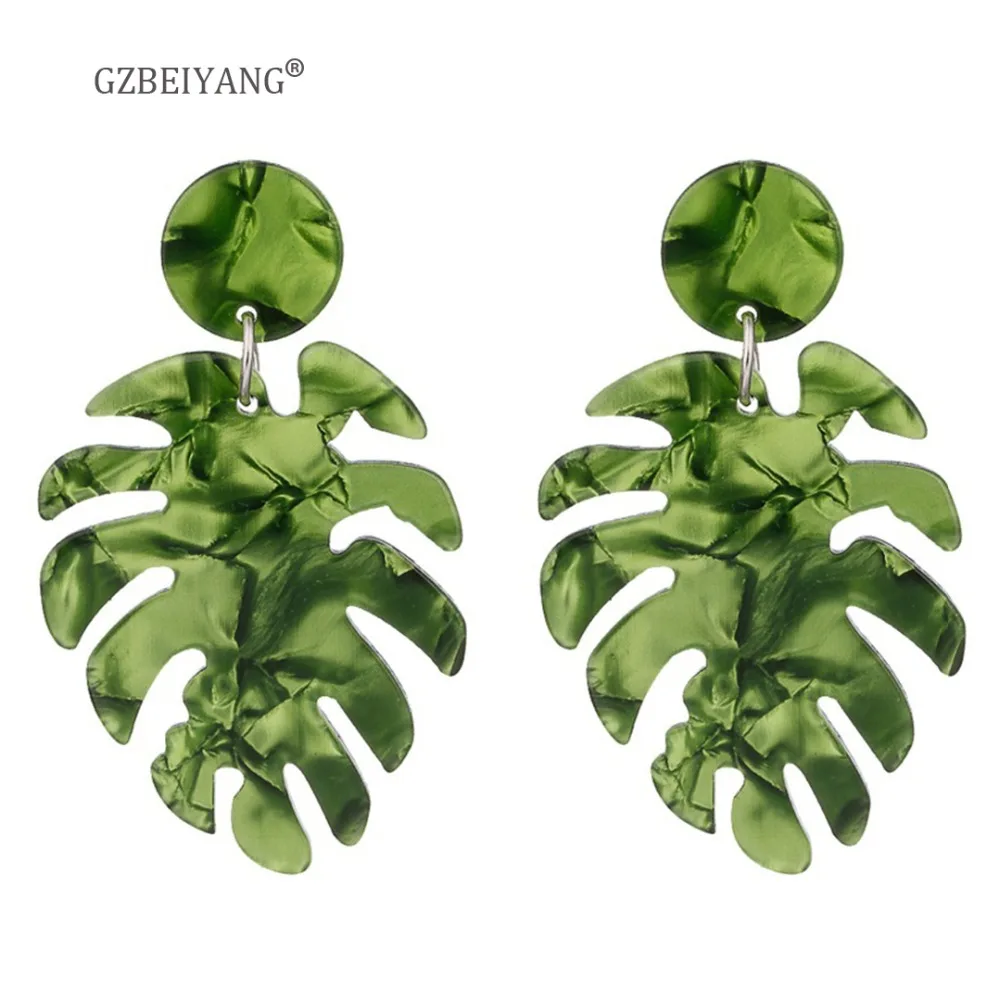 

GZBEIYANG Bohemian Acrylic Brown Leaf stud Earrings for Personality Sweet Woman Resin Retro Earrings Party Jewelry Gifts