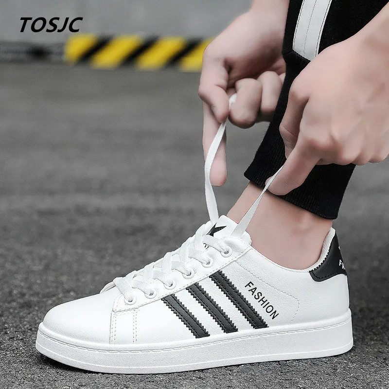 

TOSJC Man Casual Sneaker Vulcanized shoes Teenage Zapatos Hombre Casual Shoes white color male Footwear
