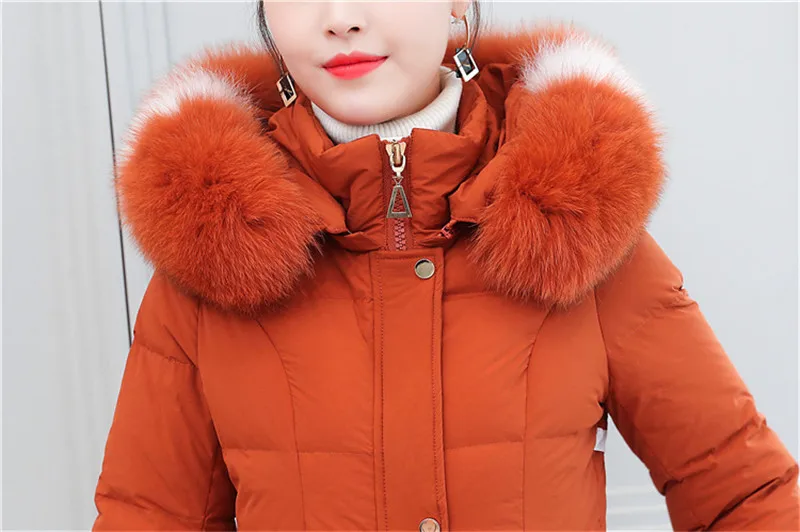 Flash Deal New Winter down jacket women Lengthen parka Fox big fur collar Hooded coat female Plus size Thicken high quality down coats 2199 26