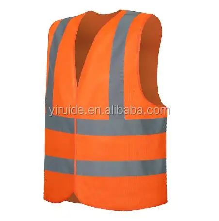 polyester high visibility fluo yellow and orange reflective safety vest