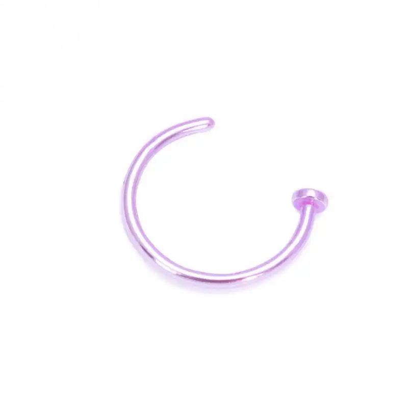 Маленький тонкий хирургический стальной нос губы открытый обруч кольцо C Тип Кольцо для пирсинга гвоздики ювелирные изделия для тела 8 цветов 6 мм 8 мм 10 мм#137 - Окраска металла: Purple