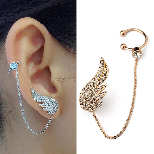 2017 New Style Fashion Ear Cuff Jewelry Inlay Austrian Crystal Angel 2017 New Style Fashion Ear Cuff Jewelry Inlay Austrian Crystal Angel Wings Stud Earring Sets