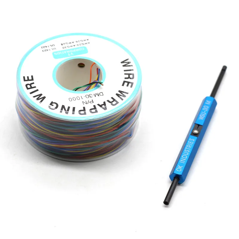 

8 Color Wrapping Wire AWG30 Cable OK Line PCB Flying Jumper Wire Electrical Wire + WSU Wire Wrap Strip Unwrap Tool
