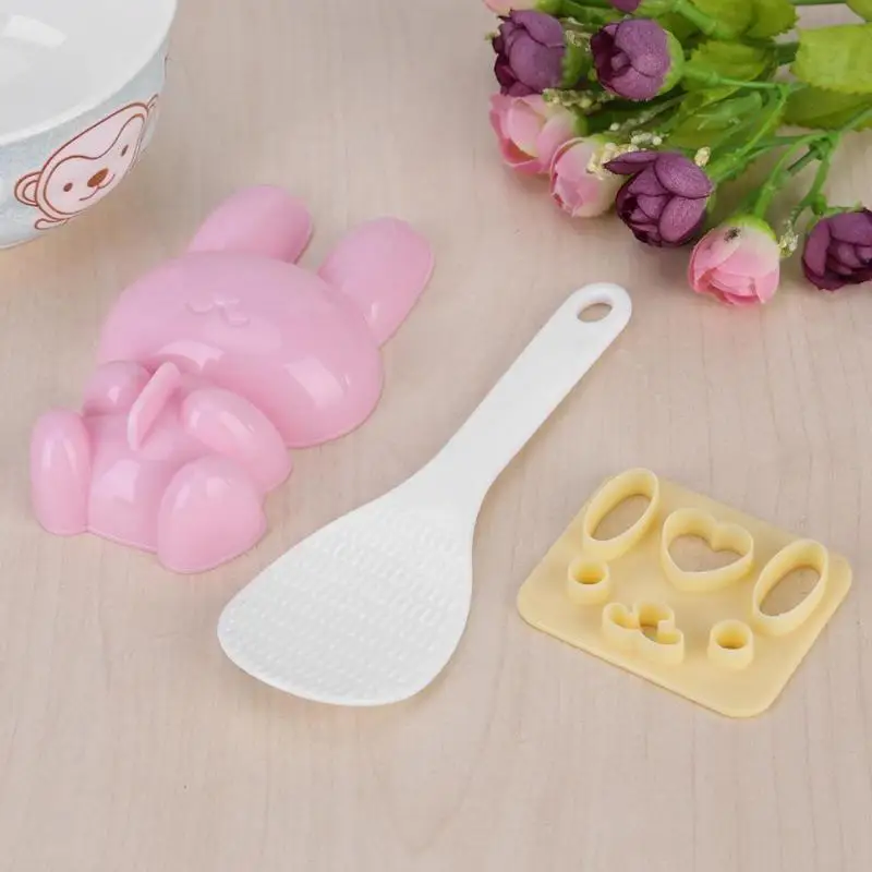 3pcsset Cute Rabbit Animal Shape Sushi Maker Rice Ball Mold Kitchen For Kids Creative Sushi Tools Sets DIY Kitchen Tool Set