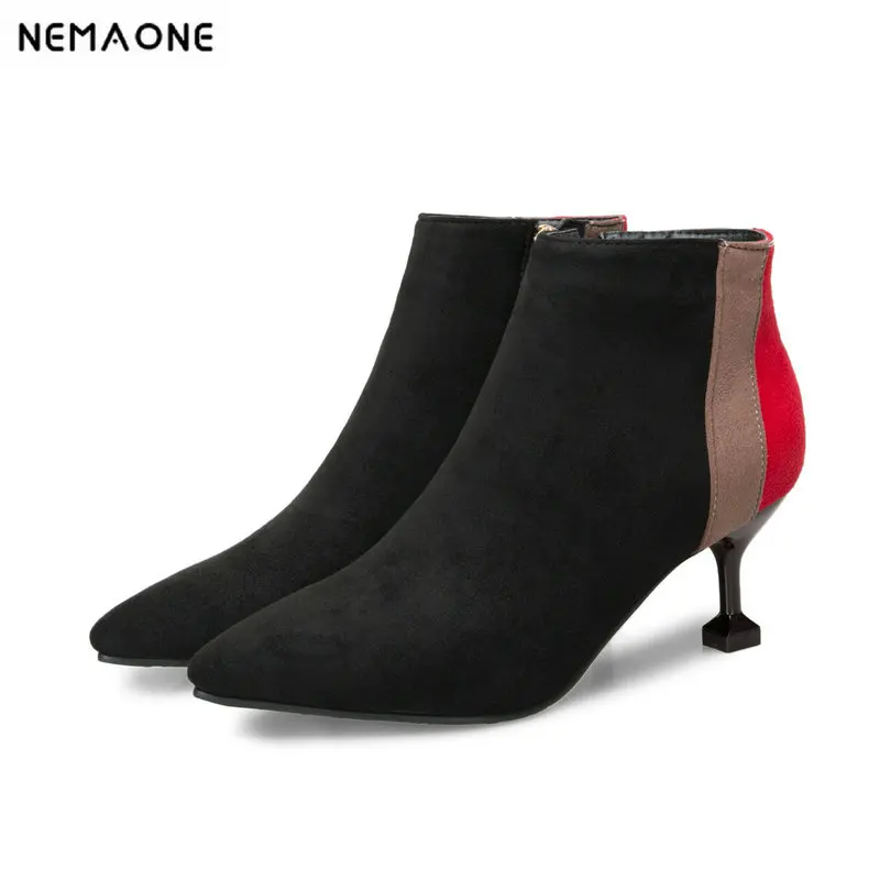 

NEMAONE 2019 new pointed toe autumn women boots mixed colors fashion female shoes sexy stiletto heels ankle boots