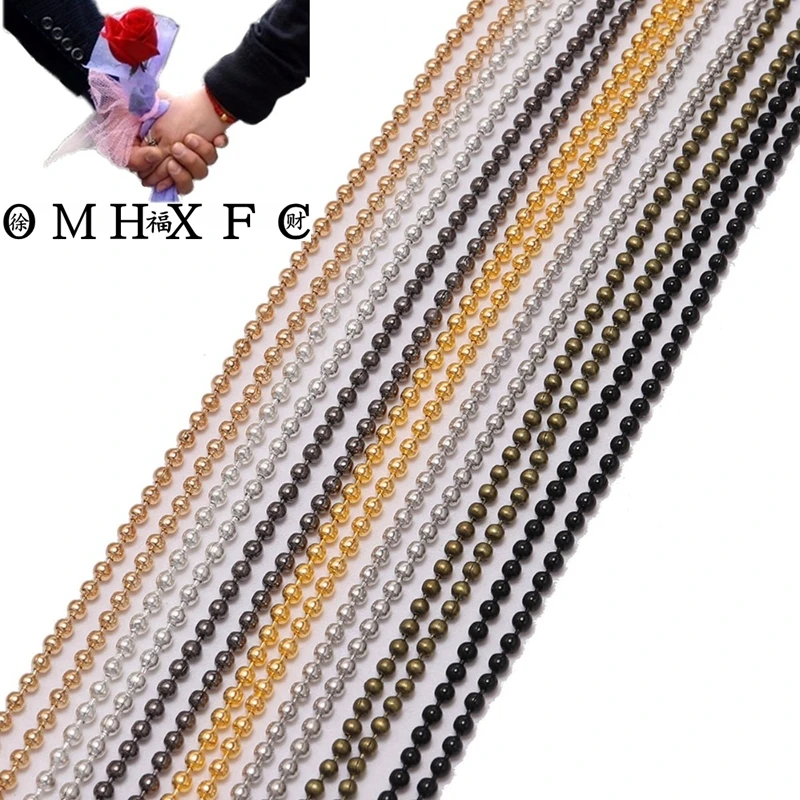 

OMH Wholesale 5m/lot 1.2 1.5 2 mm Metal Bead Chains Bulk Gold/Black/Silver Link Chains Diy Necklaces Bracelets Jewelry AC92