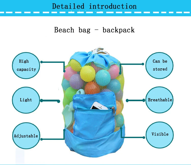 1PC Hot Sell Childrens Storage Bag Sand Away Protable Mesh Bag Kids Beach Toys Clothes Towel Bag Baby Toy Storage Sundries       (12)