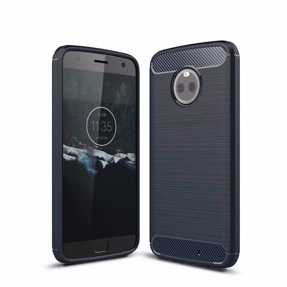 For Motorola X4 Case Slim Hybrid Super Armor Carbon Fiber Texture Brush Soft TPU Silicone Cover C G5S E PLUS Z2 PLAY FORCE | Мобильные