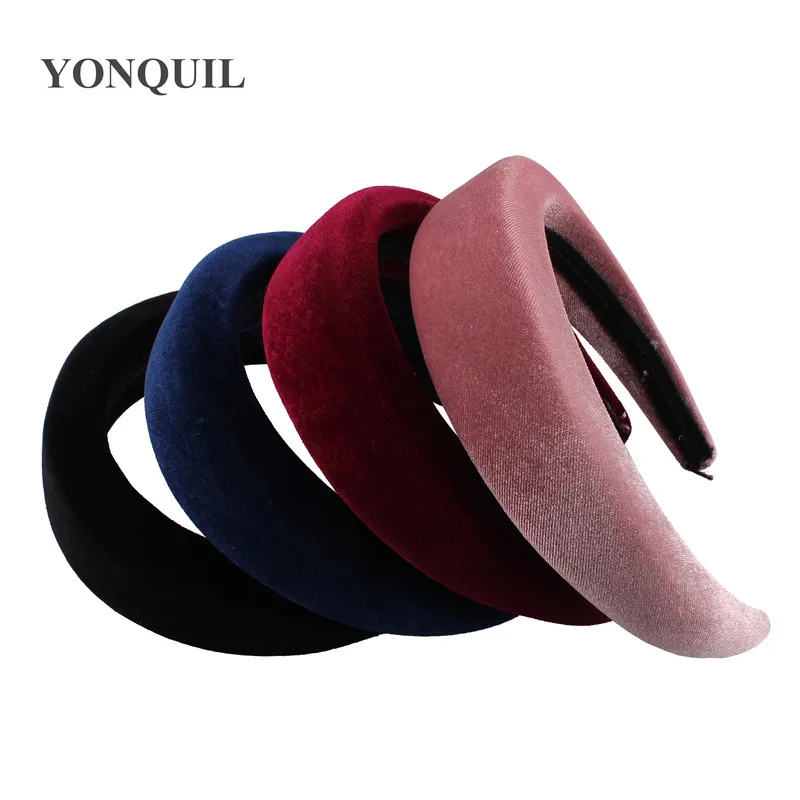 

High quality Thick Velvet Headbands 4CM New Fashion Round Vintage Hair Accessories Hair Band Headwear Plastic Hairbands Ladies