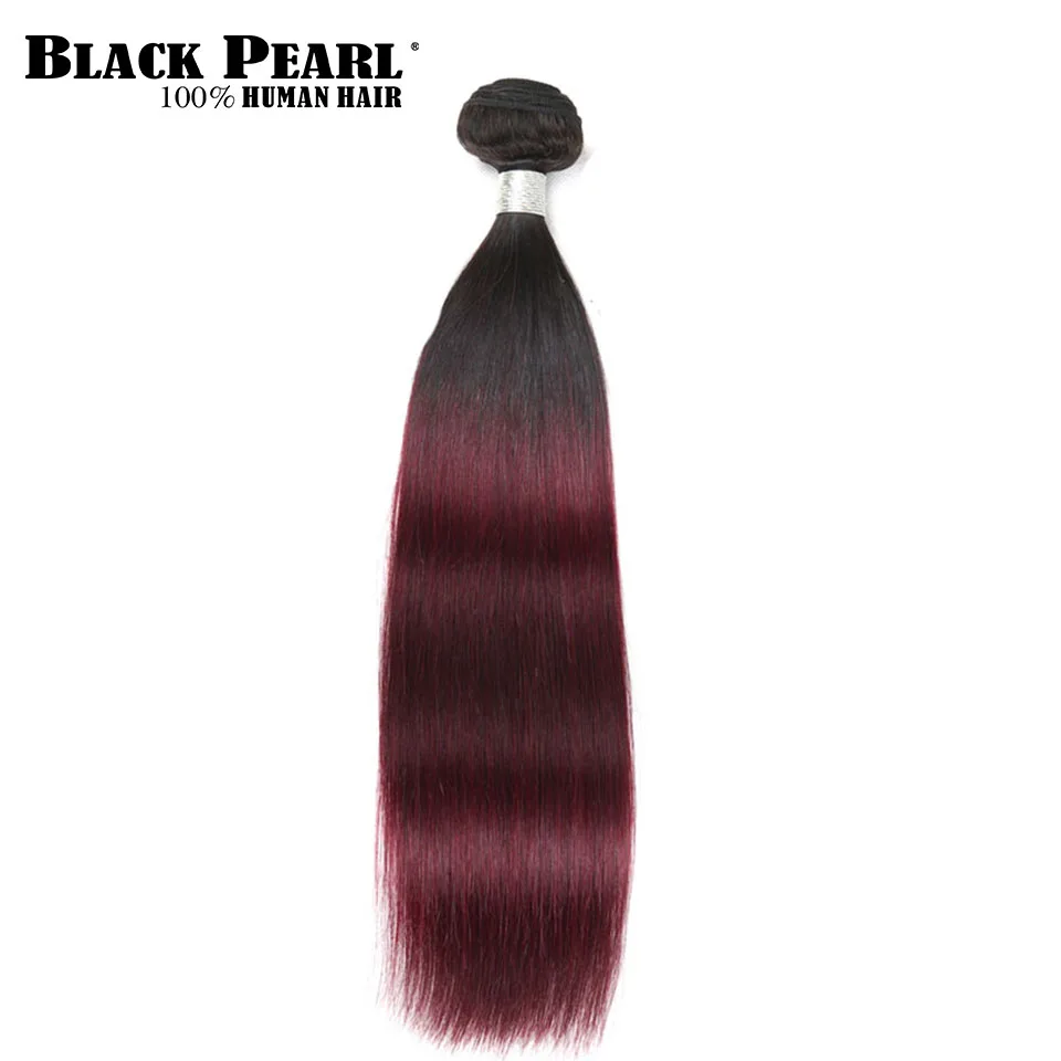 Black Pearl Pre Colored Remy Straight Human Hair Bundles 1pc Ombre