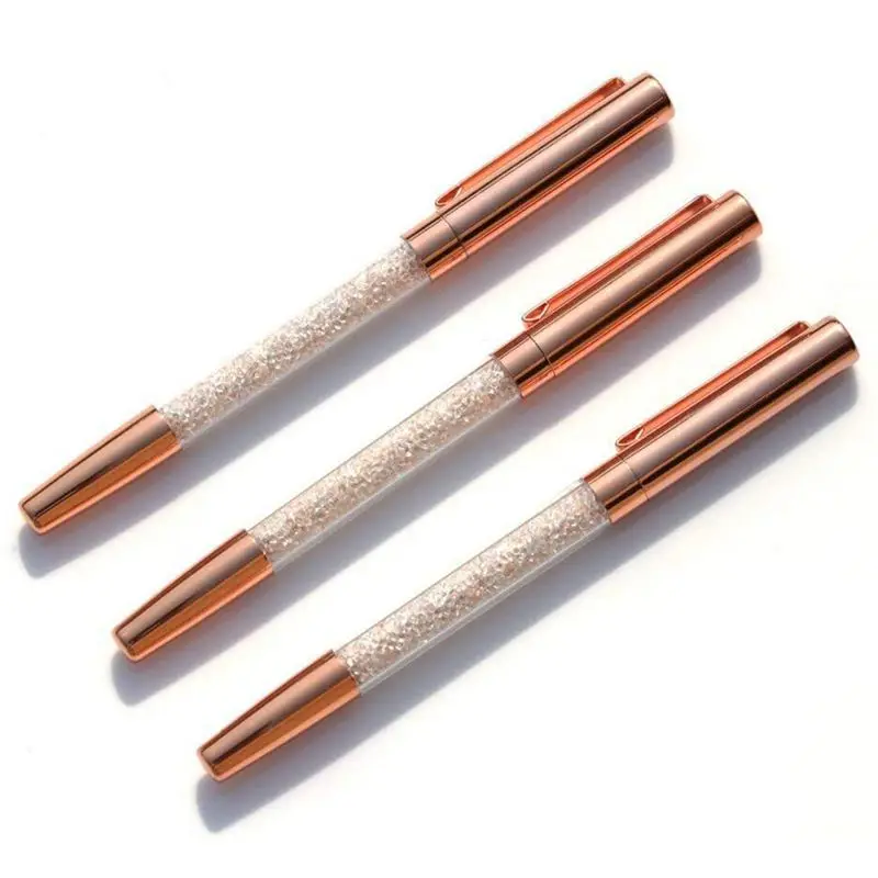 

Rose Gold Pens,Diamond Pens 12Pcs Fine Point Crystal Roller Pen for Black Ink With Pen Cap